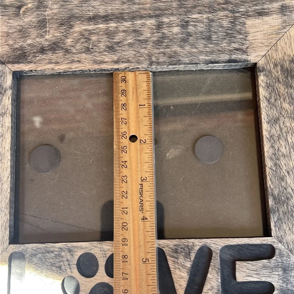 Wood Dog Picture Frame 5x7 LOVE Paw Print Carved Rustic Pet Decor 11.25